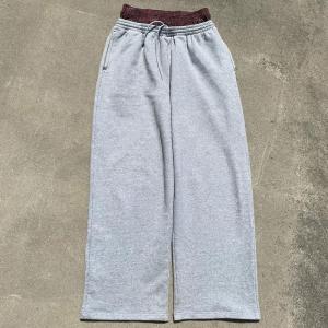 China Custom Wide Leg Sweat Pants Cotton French Terry Double Waist Straight Trackpants for Men factory