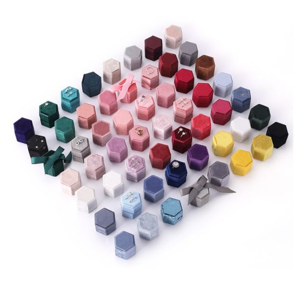 Jewelry Box Square Velvet Ring Box Retro Double Ring Box Flannel Earring Jewelry Box Jewelry Packaging Box