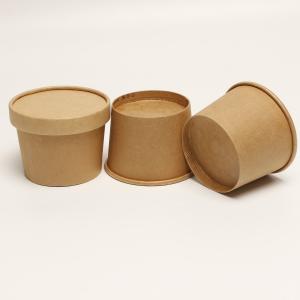 China Heat Resistant Soup Paper Cup With Lid Disposable Kraft Take Away Bowl factory