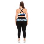 Women Workout Sports Bra And Leggings Set Printed Pattern Plus Size Zipper