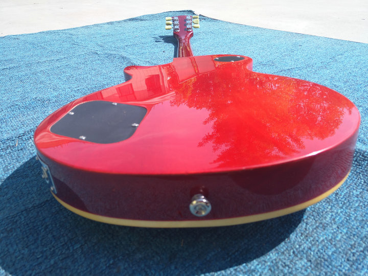 Tiger flame 1959 R9 LP standard electric guitar piece by piece neck body, Tune-o-Matic bridge, FRET binding free deliver