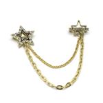 Hollow Shirt Collar Pin Chain Pentagonal Stars Inlaid Crystal Diamond