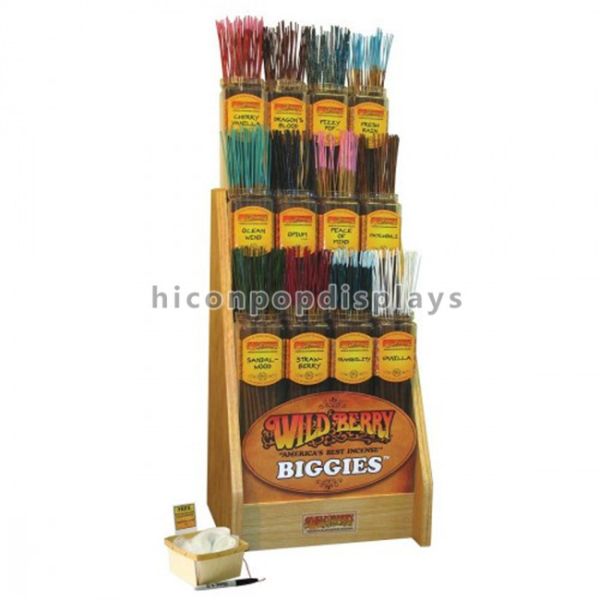 Fragrance Retail Gondola Shelving Units Wooden Stick Incense Display Stands