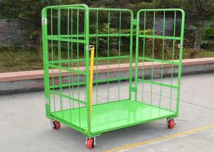 China Folding Stackable Wire Mesh Storage Cages , Roll Cage Trolley For Transport factory