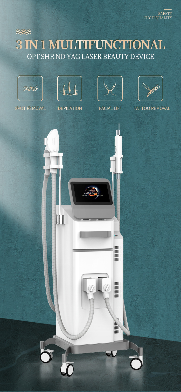 2000W Diode Laser Hair Removal Machine OPT ND YAG IPL Skin Rejuvenation Equipment