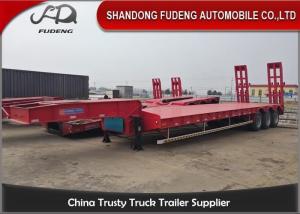 China 13 Meters Standard Length Low Bed Container Trailer 40 / 60 Tons Red Color factory