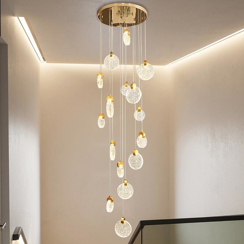 Height 2m Postmodern Rotating Stair 265V Crystal Glass Ceiling Lights
