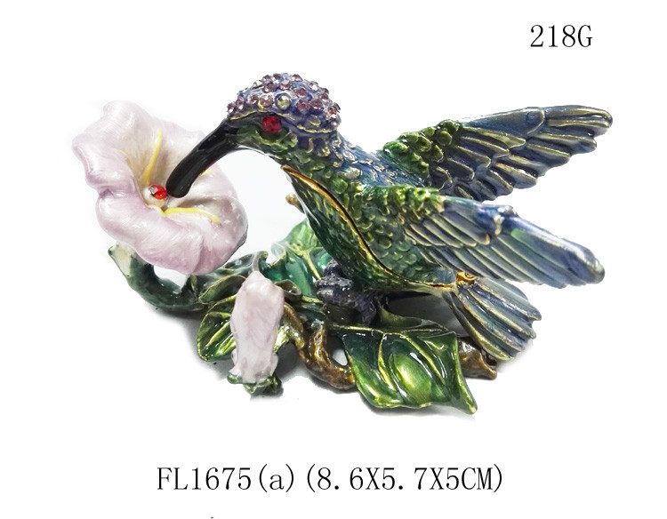 New hummer bejeweled rhinestone crystal bird enamel box hummer bird trinket box christmas gift box