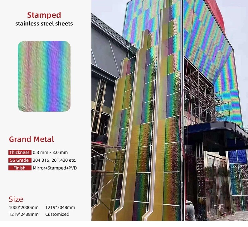 Factory Price 201 304 316 Stamped Finish Water Ripple Stainless Steel Sheet For Ceiling Panel and Wall Cladding