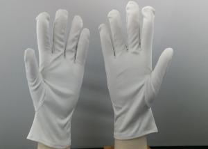 China Anti Dust Jewelry Handling Gloves , Microfiber Jewelry Gloves Silk Screen Printed factory