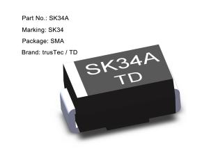 China Electronic Components SMD Schottky Barrier Diode 3.0a 40V SS34A SK34A Diode SMA factory