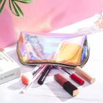 Wholesale Waterproof TPU Holographic Zipper Clear Cosmetic Bag