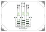 Green Triple Honeycomb Perc Bongs Straight Tube Glass Water Pipes With Splash