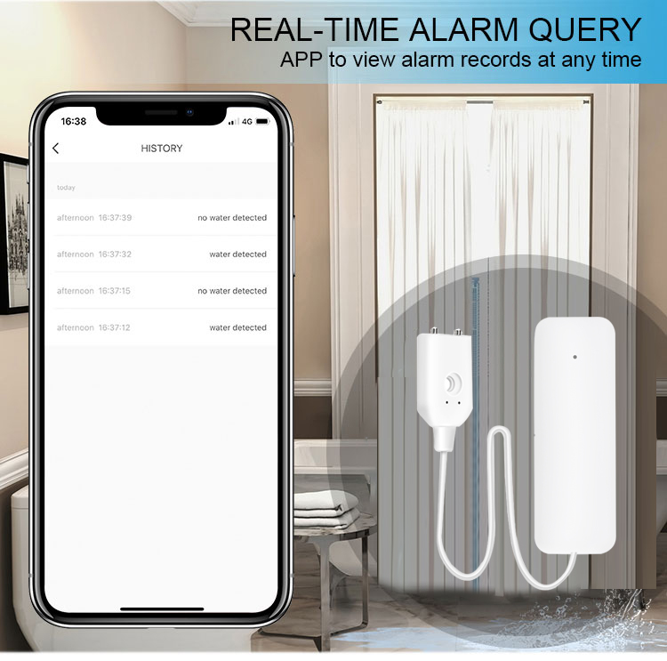 ABS Tuya Wireless Water Leakage Detector Smart Alarm Sensor AAA Battery