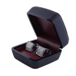 Black Cufflink Gift Box with burgundy inside , Leather Cufflink Box