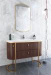 Modern Curved Stainless Steel Bathroom Vanity Cabinet Formaldehyde Free