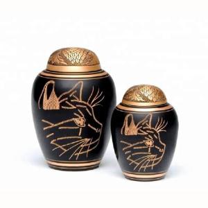 China Cat Pattern Pet Urns / Personalized Cat Urns Eco-Friendly Brass Material factory
