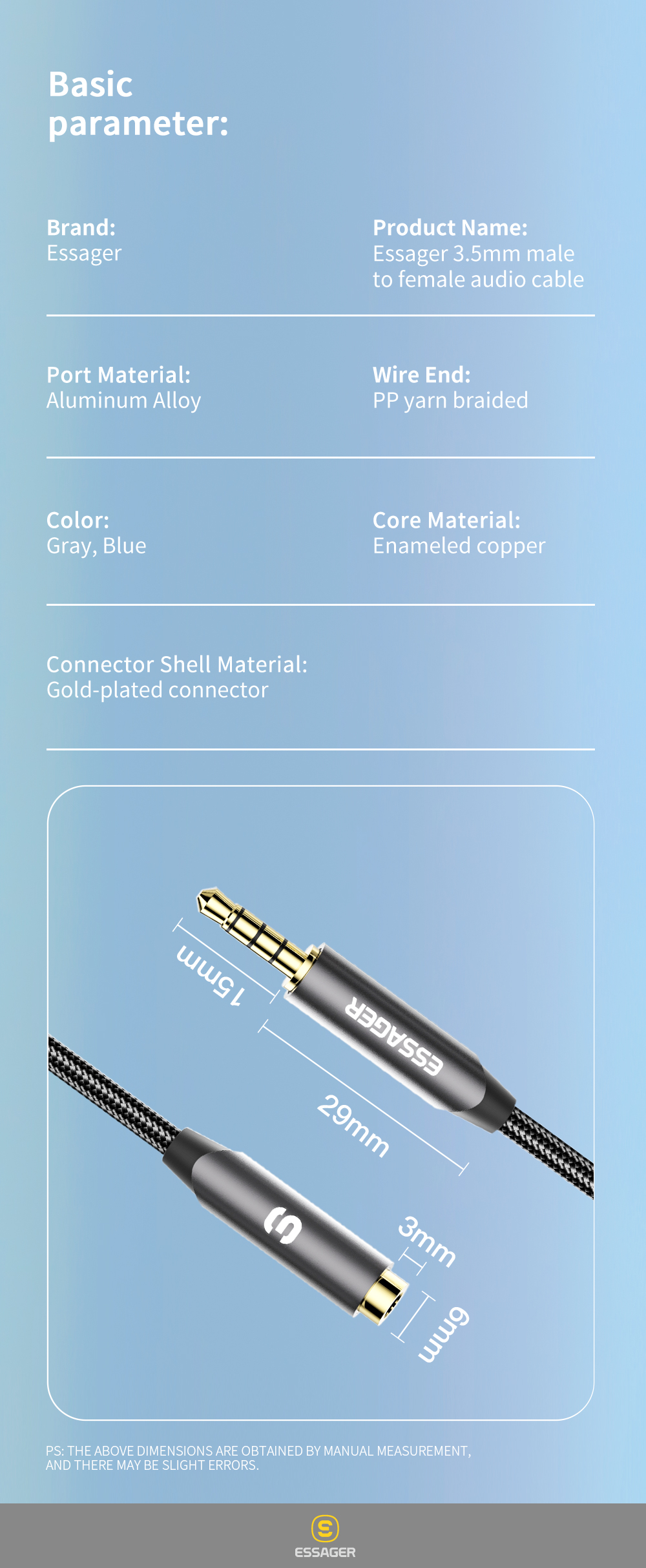 3.5mm Jack Male To Female Audio Cables 24K Gold Plating for Speaker Headphone Car