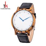Sandal Wood Minimalist Leather Watch , Mens Leather Strap Watches