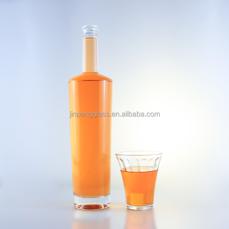 750ml Long Neck Flint Glass Bottle with Corks and Acid Etch Surface Handling