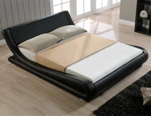 China Faux leather Curshed Velvet Upholstered Fabric Bed With LED Light Headboard factory