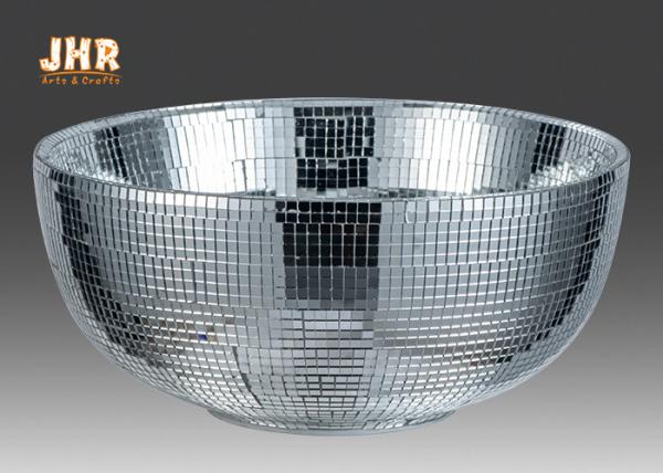 Silver Mosaic Glass Flower Bowls Fiberglass Table Vases Round Flower Pots