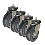 Gray PU 125mm Heavy Duty Trolley Wheels With Ball Bearing