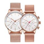 3ATM Waterproof Couple Quartz Watch , 12mm Dial Rose Gold Couple Watch