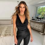 Ruffled Diamond Hem Slim Ladies V Neck Tank Top Sleeveless