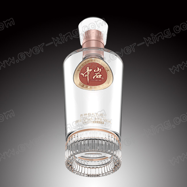 500ML Custom Round Liquor Glass Bottle For Gin Vodka Wine And Spirits