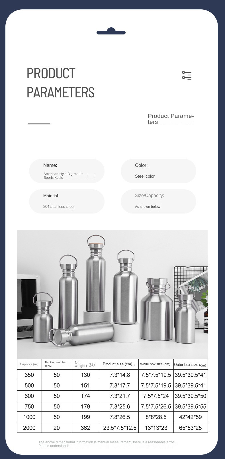 350ml 500ml 600ml Oem Odm Single Wall Stainless Steel Water Bottle BPA Free Stainless Steel Travel Water Bottle Lightweight Minimalistic Design