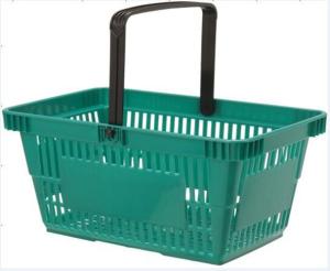 China Green Portable Plastic Grocery Hand Baskets Singal Handle European Style factory