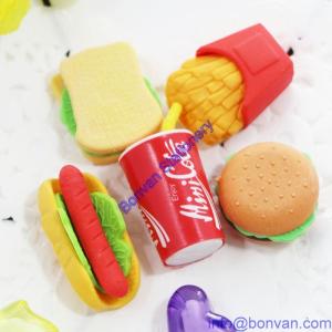 China fast food eraser, 3D food eraser for promotion, gift advertising eraser factory