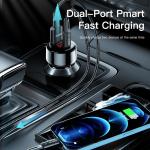 Digital Display USB A USB C Car Chargers OTP 65W Black Blue Color