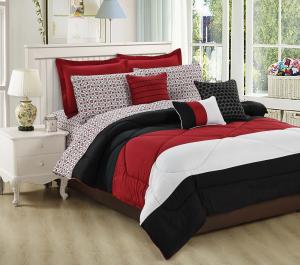 China Red Black Stripe Printed Microfiber Comforter Queen Size Warm 100 Microfiber Duvet Cover factory