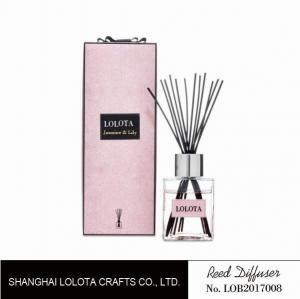 China silver cap square bottle reed diffuser with ribbon pink folding box factory