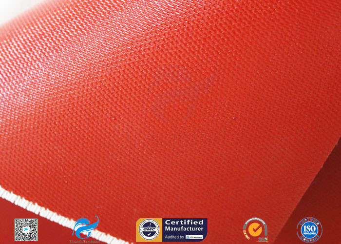 1010gsm Glossy Red Silicone Coated Fiberglass Fabric For Engine Insulation Parts