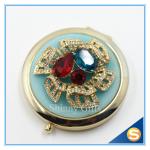 Shinny Gifts Luxury Crystal Cosmetic mirror Round Shape Metal Pocket Mirror