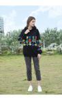 Plush Women Loose Pullover Sweater Hoodies Printed Cotton