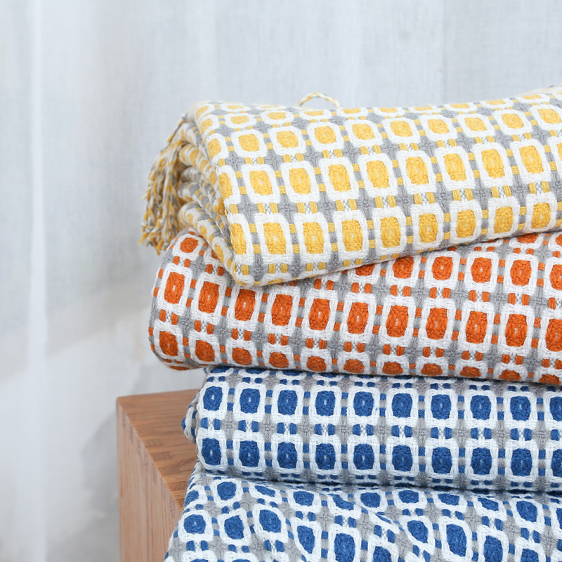 Stylish and Breathable Plain Style Knitted Blanket for Summer Office or Home Nap