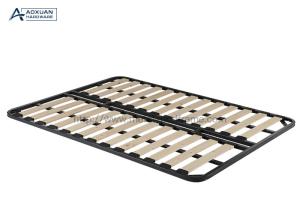 China Foldable Encrypted Slat Wood Black Iron Metal Bed Frame factory
