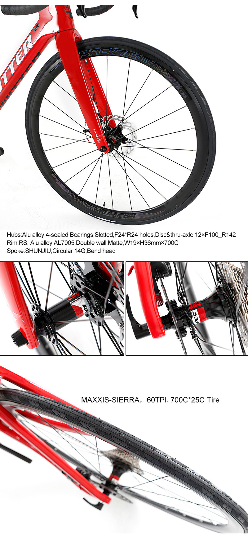 R10 700C 24 Speed Disc Brake Carbon Fiber Road Bike Alloy Wheel T900 Carbon Frame