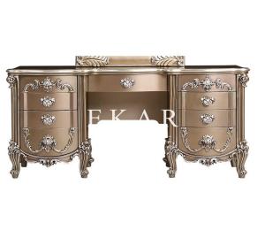 China Luxury Gold Vanity Antique Hand Carved Wooden Dressing Table LS-A133D factory