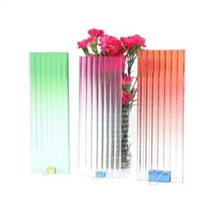China Bronze and Gray Tempered Dichroic Moru Fluted Glass Door with Colorful Ripple Pattern factory