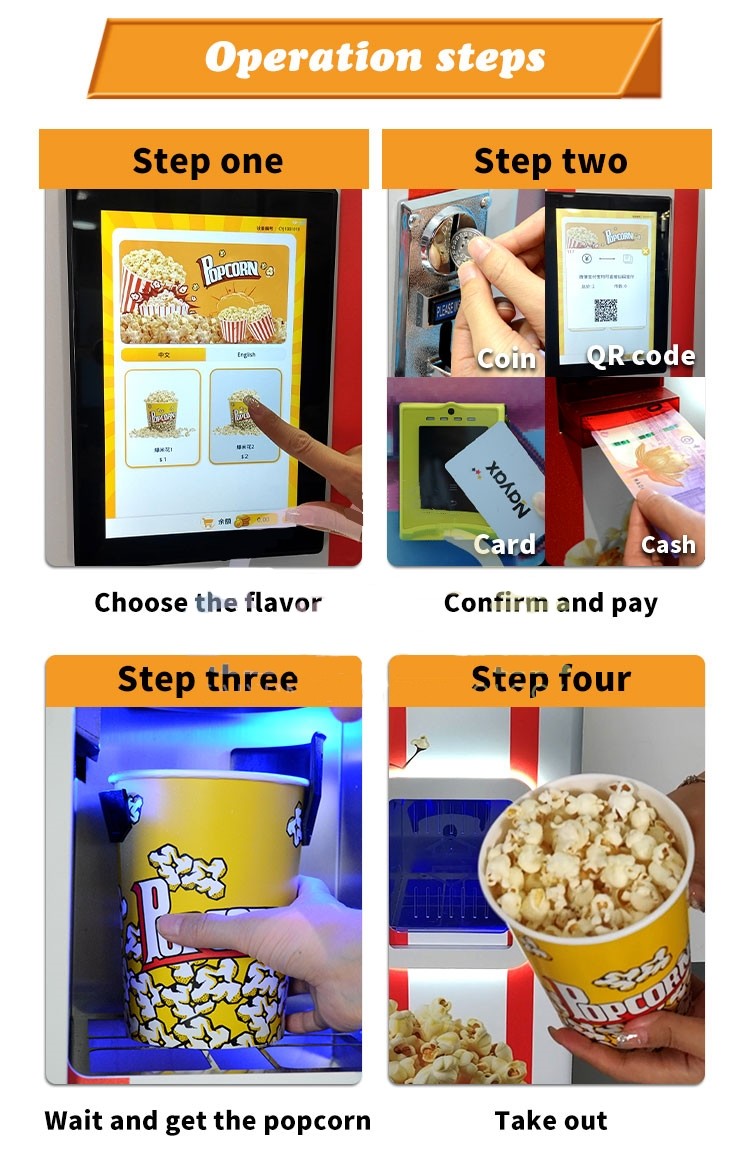Popcorn Machine Card Operated Vendor Popcorn Coin Food Snack Vending Machine Distributors