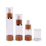 50ml Empty Airless Pump Bottles bamboo Refillable Plastic Vacuum Cosmetic
