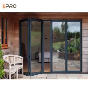 China Modern High Aluminum Double Glass Accordion Large Big Bifold Long Bi Fold Sliding Exterior Main Entrance Patio Folding Door factory