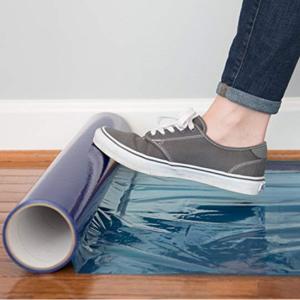 China Transparent Blue PE Temporary Protection Film For Hard Floor Surface factory