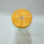 Water Transparent Glass Bottle With Straw Bamboo Lid