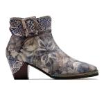 Genuine Leather Floral Cowgirl Boots Womens Square Toe Ankle Boots